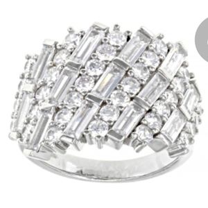 RING White Cubic Zirconia, Sterling Silver, NWT, Size 7, 6.56ctw